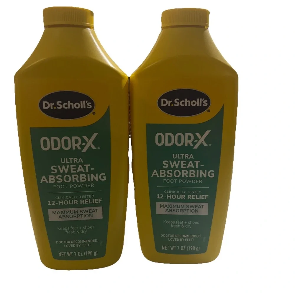 Dr. Scholl's Odor-X Ultra Sweat-Absorbing Foot Powder 7oz 2 Pack Bundle